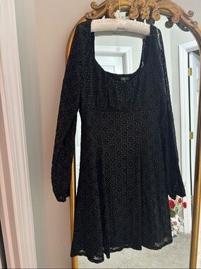 Lily Rose Black Long-Sleeve Beaded Mini Dress